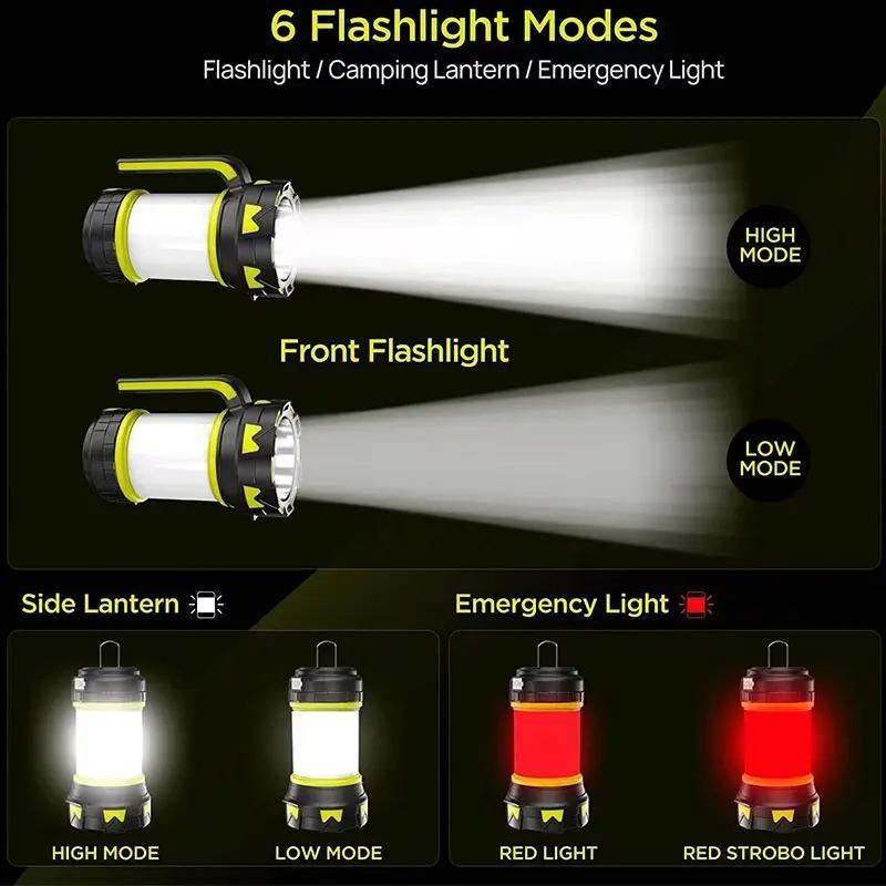 USB Rechargeable Camping Lantern, 6 Mode Super Bright Portable Handheld Lamps Perfect for Camping