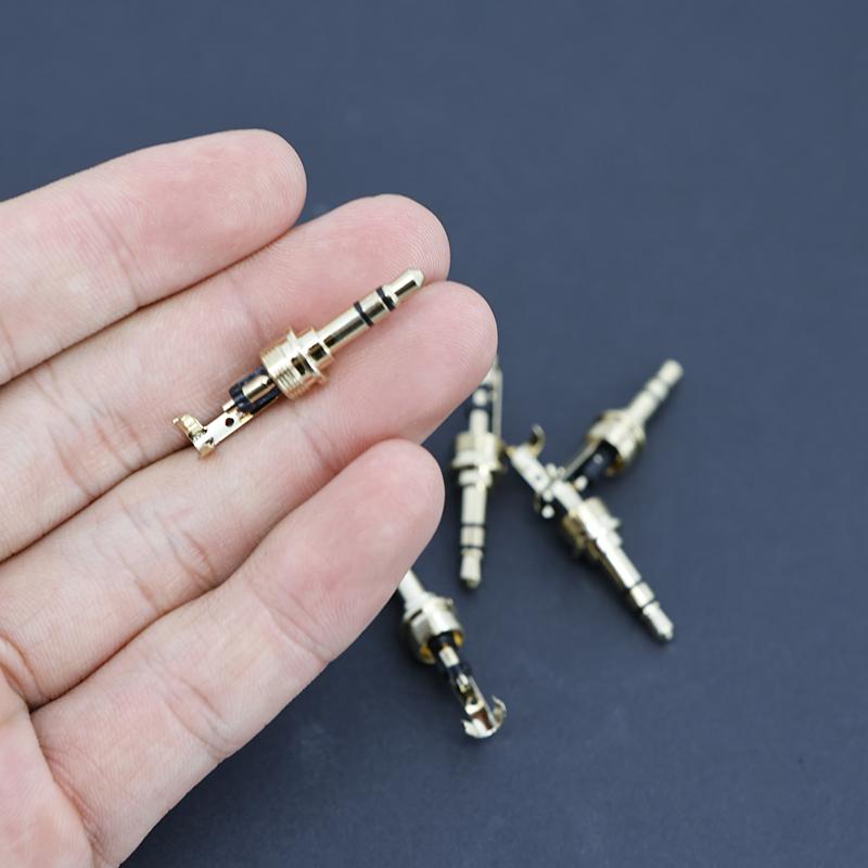 Shell-less Gold-Plated 3.5mm Stereo Headphone Plug 3Pin with M7.5 Thread 8.0mm Disk Audio Connector