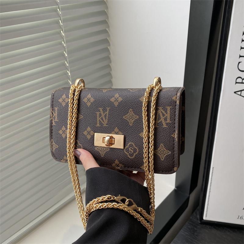 Fashion retro trend printing summer new popular chain shoulder messenger bag small square bag women's bag