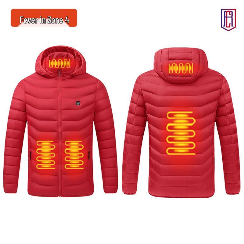 Smart Heated Winter Jacket - Hooded, Cotton, Electric Full-Body Warmth