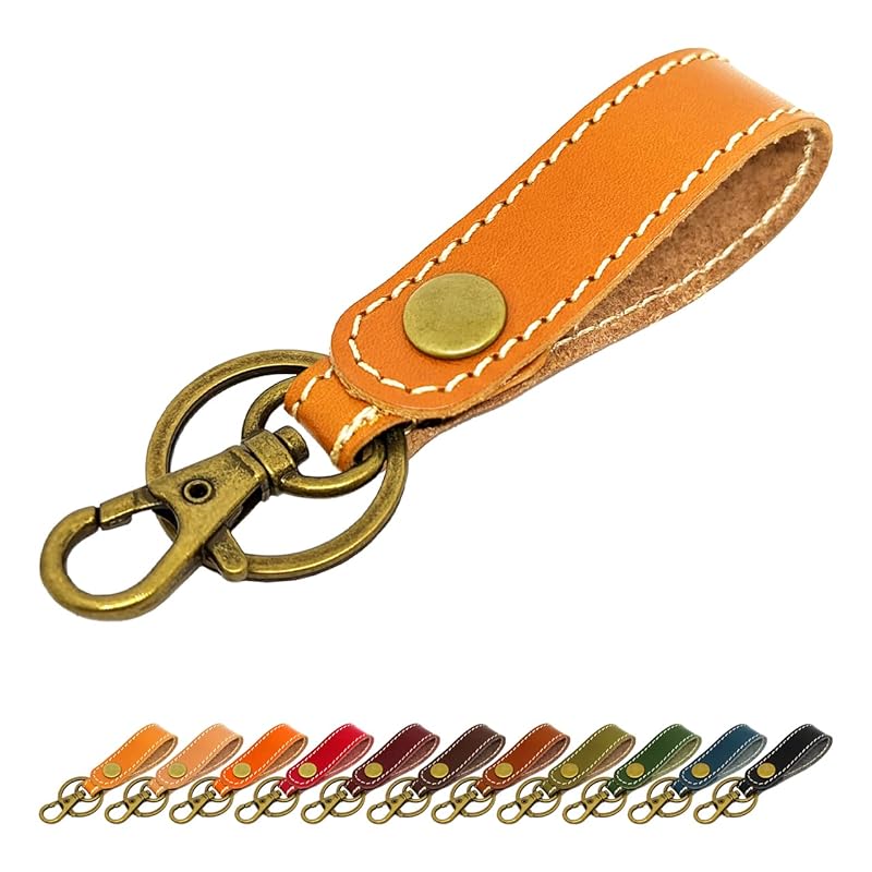 

[leo&aoi] key ring genuine leather Genuine leather from a discerning father tochigi leather snap button belt type key ring bag charm genuine leather