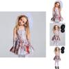 Horror Graues Blutbeflecktes Geisterbraut Kostüm für Halloween Prinzessinnenkleid mit Spitze und transparentem Stoff