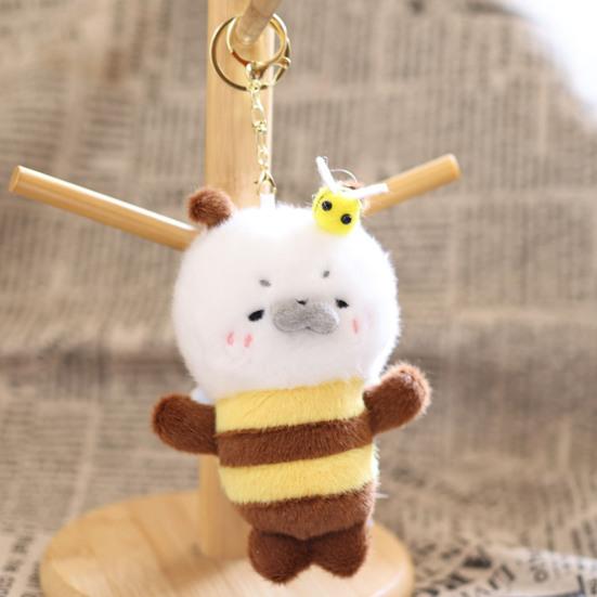 Cute Dress Up Seal Plush Keychain, Small Stuffed Animal Otter Pendant for Bag Backpack Purse, Kawaii Key Ring Charm, Gift for Girls Women