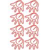 100Pcs Paper Clip Metal Hand Shaped Design Rustproof Paperclip Decoration for Office School Red
