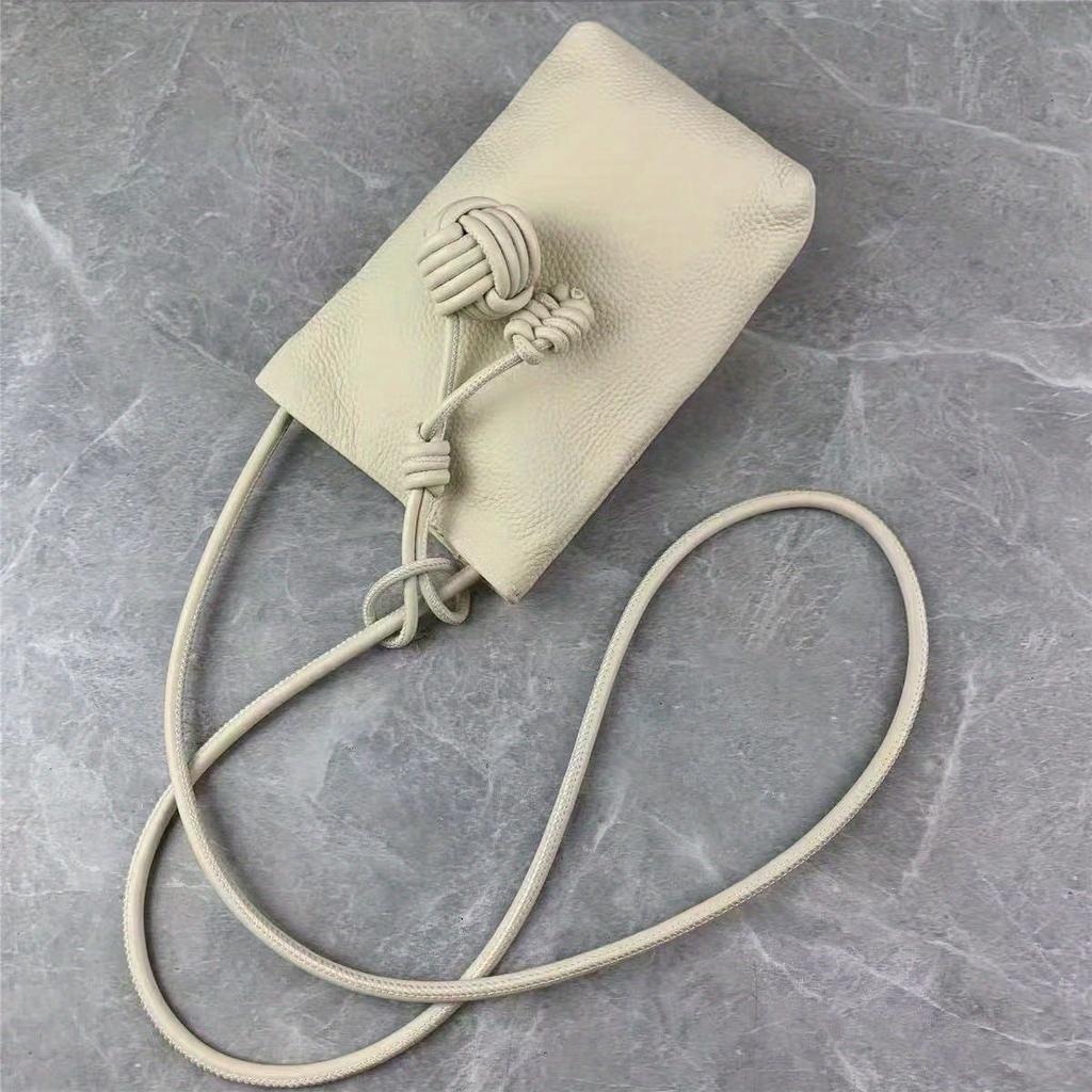 Women'S Leather Mobile Phone Change Bag, Lychee Pattern Vertical Soft Leather Mini Crossbody Shoulder Bag