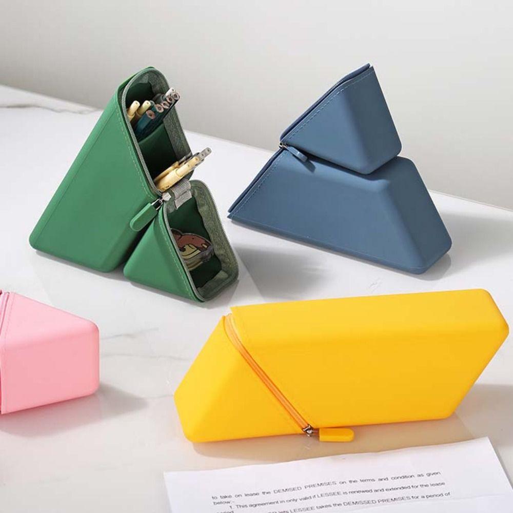 Large Capacity Silicone Pencil Case Stable Standing Pencil Bag  Student Children