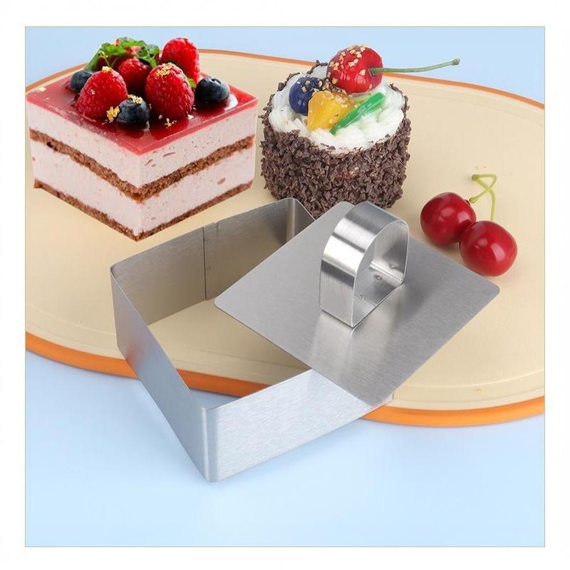 Stainless Steel Mousse Cake Ring Molds with Press Plate 1/4 Pcs Multi Shapes for Commercial Bakery Dessert Making