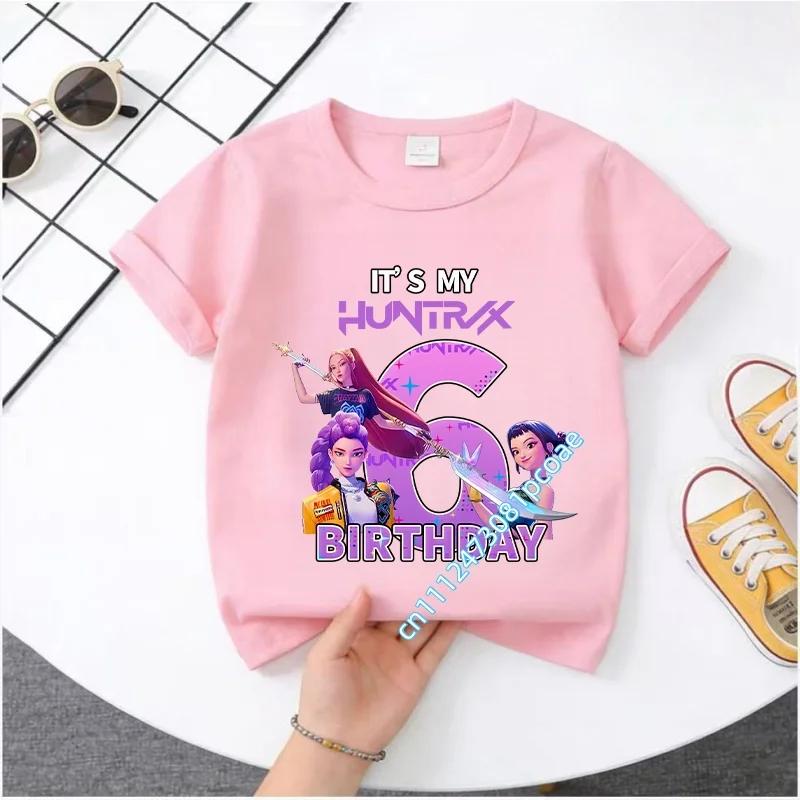 K Pop Demon Hunters T-shirt - Girls' Casual Top as Birthday Gift -Sports Shirt - Summer Short Sleeve-1-10 Numbered Cartoon Print