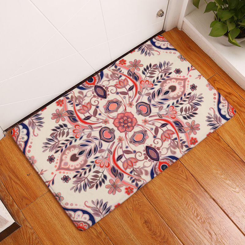 Luxurious 3d Flowers Printed Floor Mats Anti-slip Rugs With Timeless Design