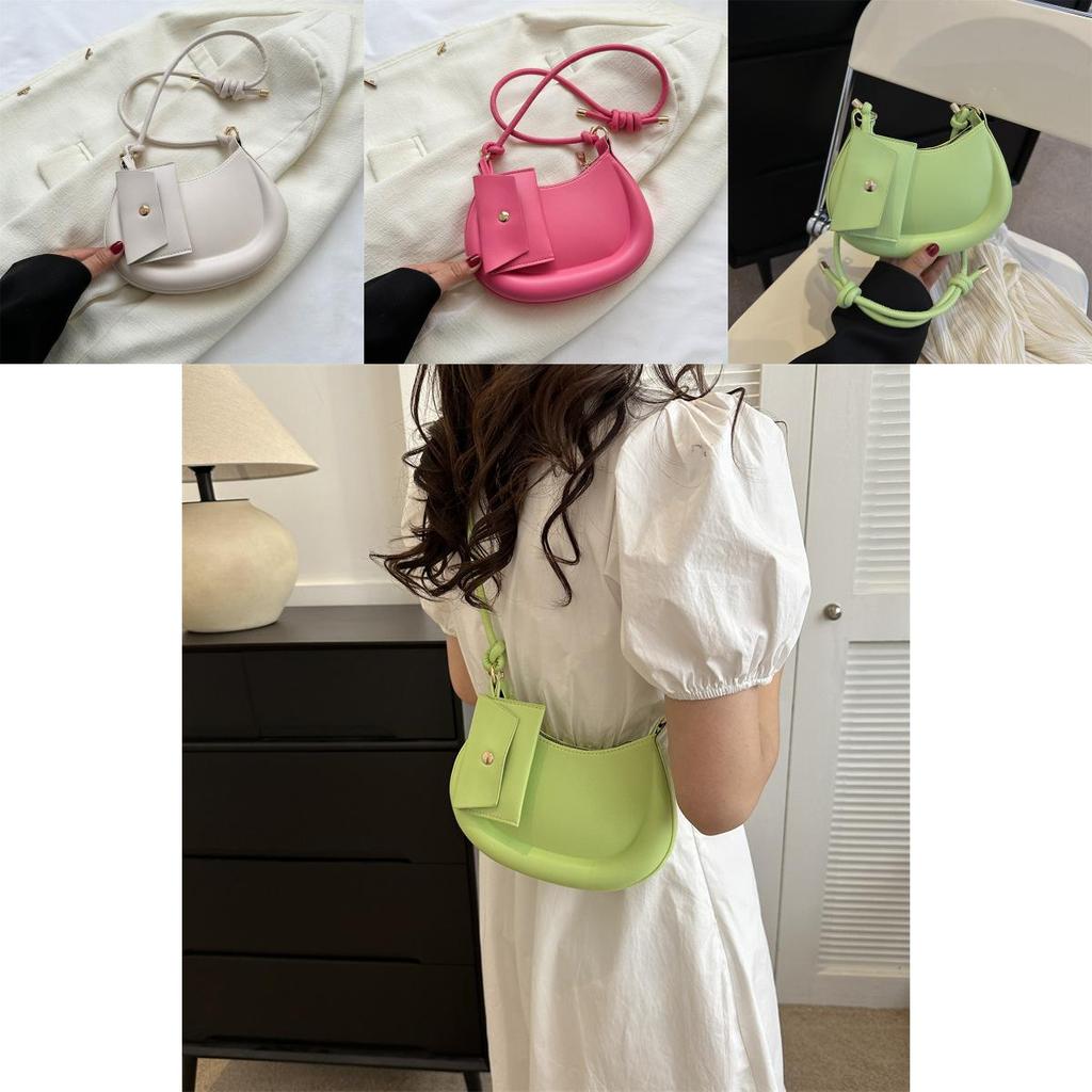 Fashionable New Moon Bag In Multiple Colors Street Style Shoulder Bag With Unique Stitching