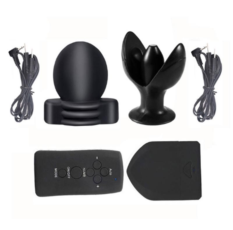 Electro Shock Glans Trainer Massage Cup Men Delay Training Masturbator  Electric Stimulator Anal Plug With Vibrator Sex Toys