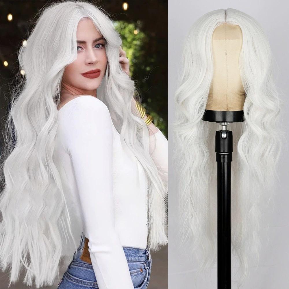 Xuchang European American Wig Women's Front Lace Small Cross Dyeing Long Curled Hair Chemical Fiber Headset Foreign Trade Wigs