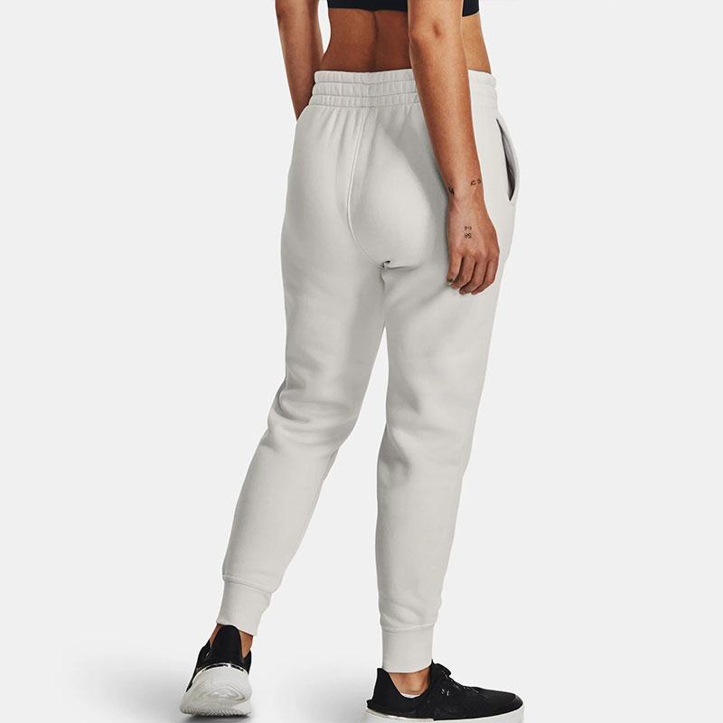 Under Armour Solid Color Drawstring Joggers With Fleece Lining Women Bottoms Light-Grey 1379443-114