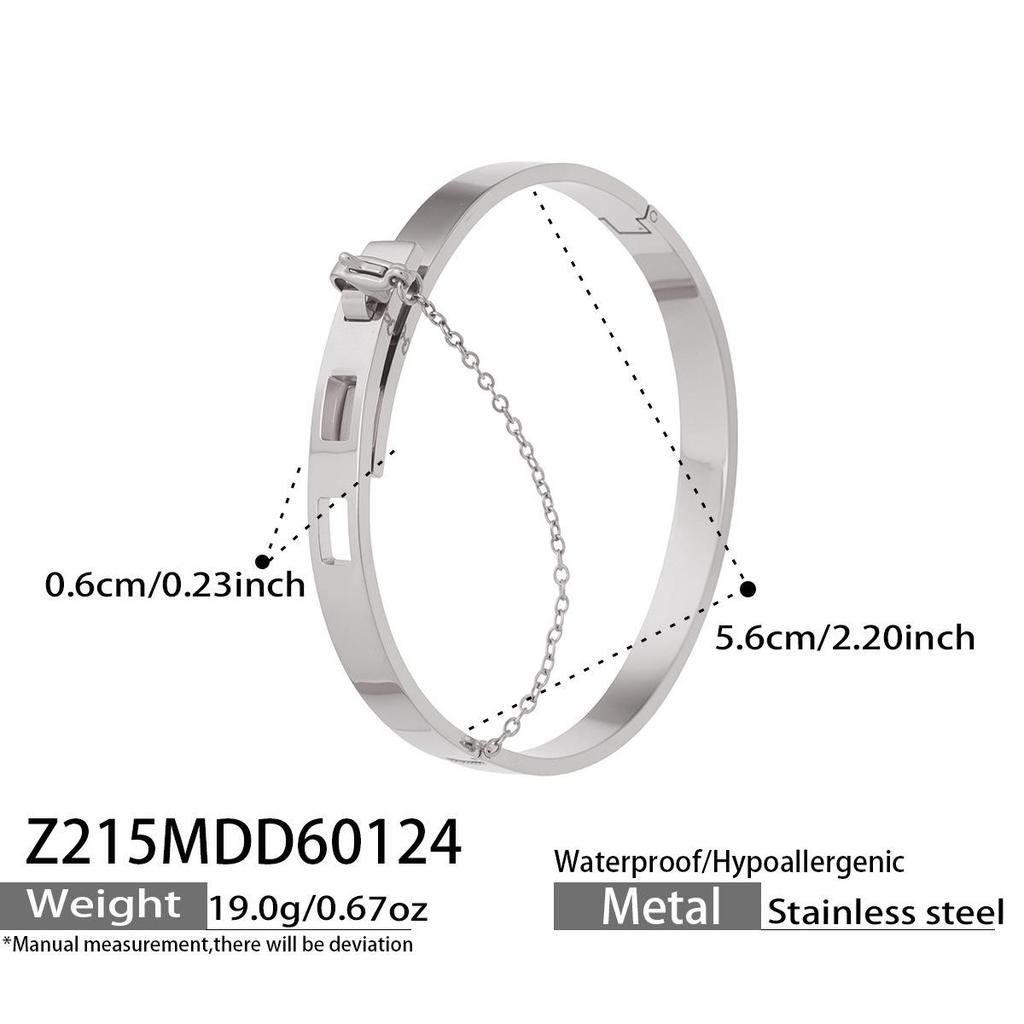 Modern Chinese Style Stone Pendant Gold-Plated Stainless Steel Geometric Bracelet