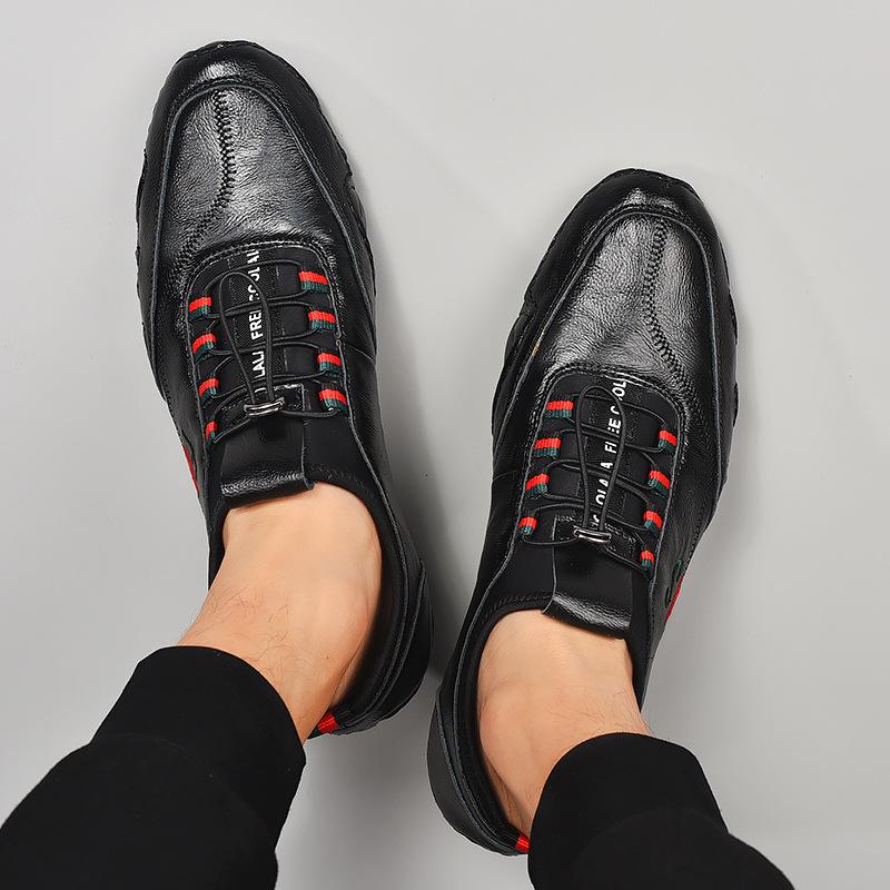Men's Leather Soft Bottom Trendy Korean Casual Leather Shoes Plus Size Spring British Wild Sports