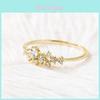 Beautiful 18k Gold Plated Women's Ring With Brilliant Diamond Accents And Flower Motif