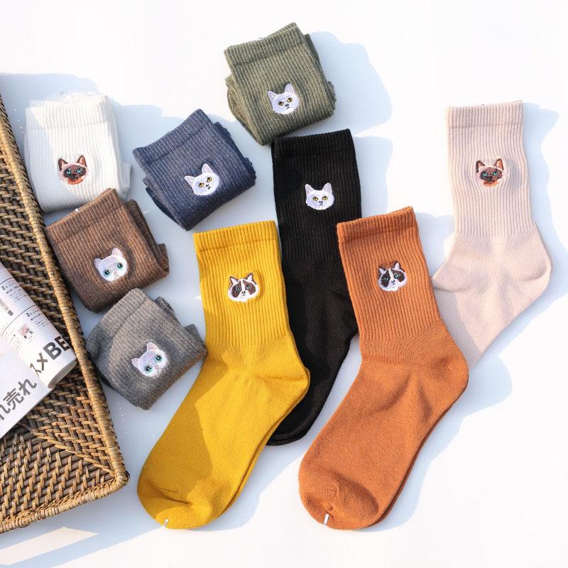 Warm Harajuku Cute Embroidery Animal Funny Socks Women Kawaii Japanese Skarpetki Socks Novelty Cotton Calcetines Mujer Sokken
