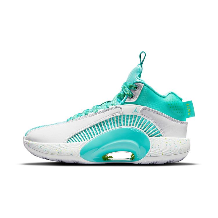 Jordan Air Jordan 35  Guo Ailun  Slip Resistant Abrasion Resistant Mid top Children s Basketball Shoes Mint Green DJ3009-100 38