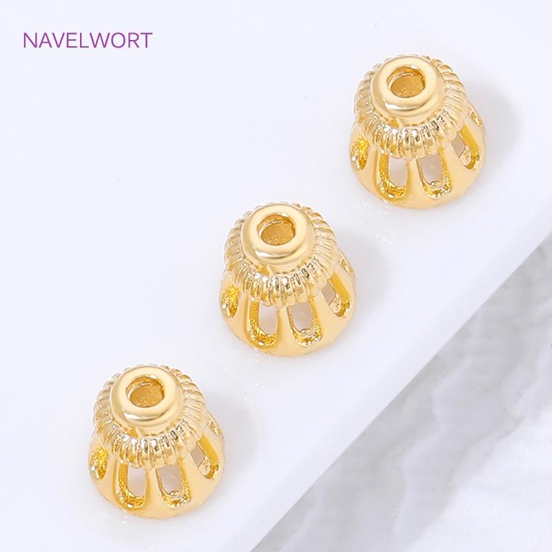 5/10Pcs 18K Gold Plated Beads Cap For Bracelets,Brass Spacer Beads Caps,End Caps For Jewelry Making Supplies,Beads Separators