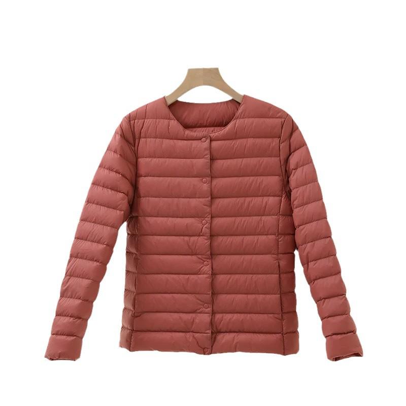 2024 Women's Lightweight Slim Fit Down Jacket: Short Style Autumn/Winter Korean Fashion, Plus Size, Round Neck, Thin Inner Layer