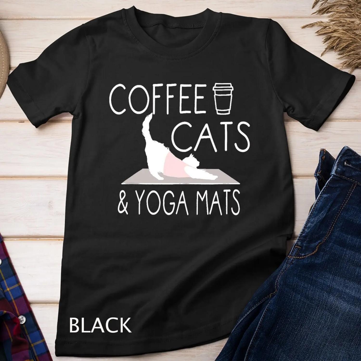 Coffee Cats Yoga Mats Funny s for Instructor T shirt S