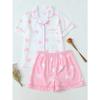 Summer Women Short Sleeve Top and Shorts 2 Piece Set Pajamas Female Fashion Casual Loose Sleepwear Bow Print Cardigan Pyamas Set
