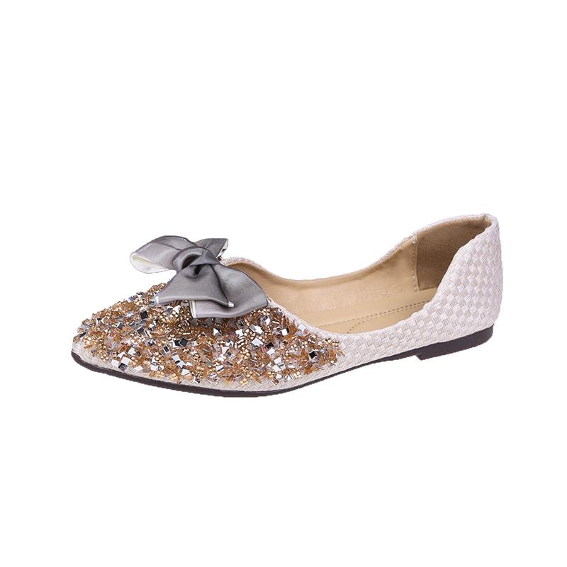 2024 Högkvalitativa Damskor Grunda Damballerinaskor Mode Fluga Dagligen Ballerinaskor Damer Nya Paljetter Platta Skor Zapatos