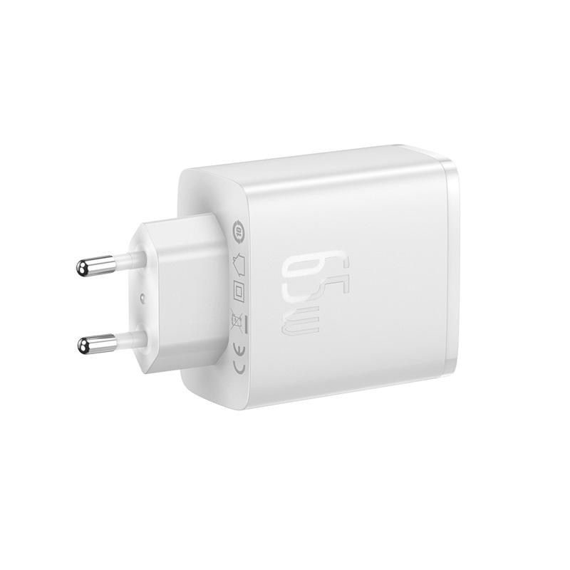 Baseus Cube Pro GaN 65W Charger - White | Dual USB-C & USB-A Ports for Fast Charging
