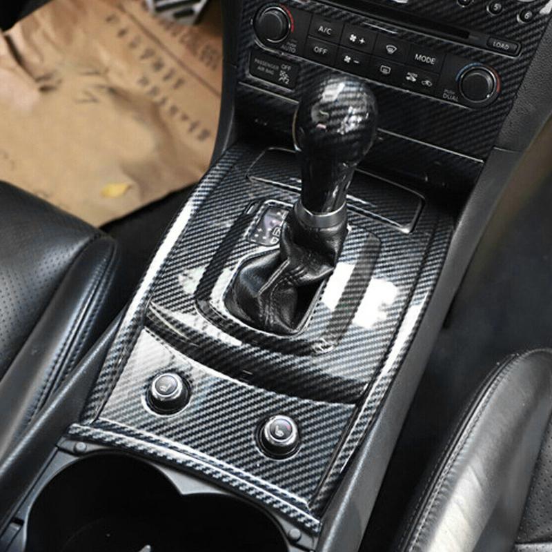 Schwarze Carbonfaser-Optik Automatik-Schalthebel-Panel-Abdeckung Zierleiste ABS Passend für Infiniti G37 Limousine 2010 2011 2012 2013 Linkslenker