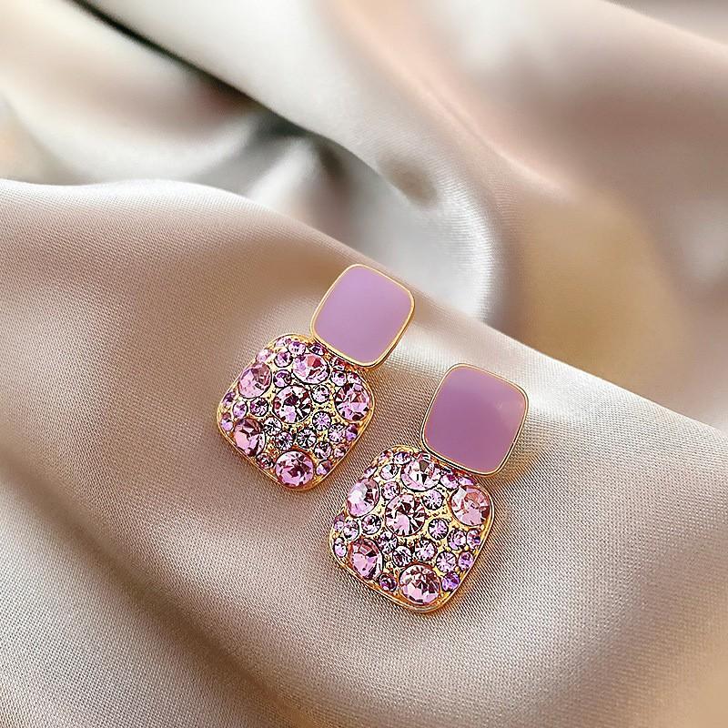 Water Drop Pearl Rhinestone Tassel Earrings