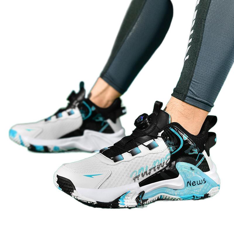 Nieuwe explosie roterende gesp microvezel mesh basketbalschoenen slijtvast verhogend casual trendy schoenen