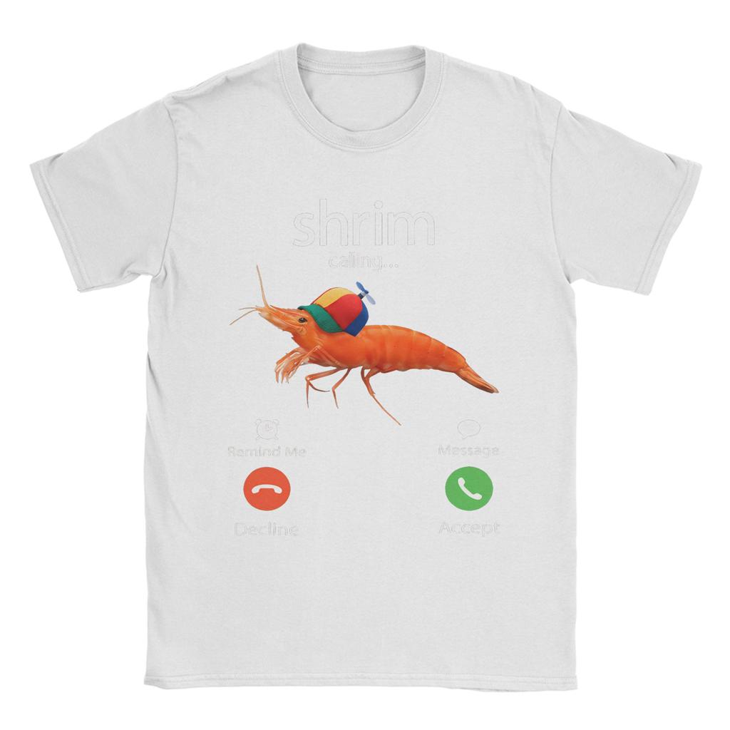Men Shrim Is Calling Misspelled Shrimp Incoming Call Meme T Shirts  100 Cotton Top Tees Beach O Neck Tee Shirt Big Size 5XL 6XL