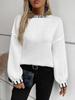 Cozy Striped High-Neck Pullover Sweater for Women - Loose Fit, Plus Size, Perfect for Autumn & Winter
