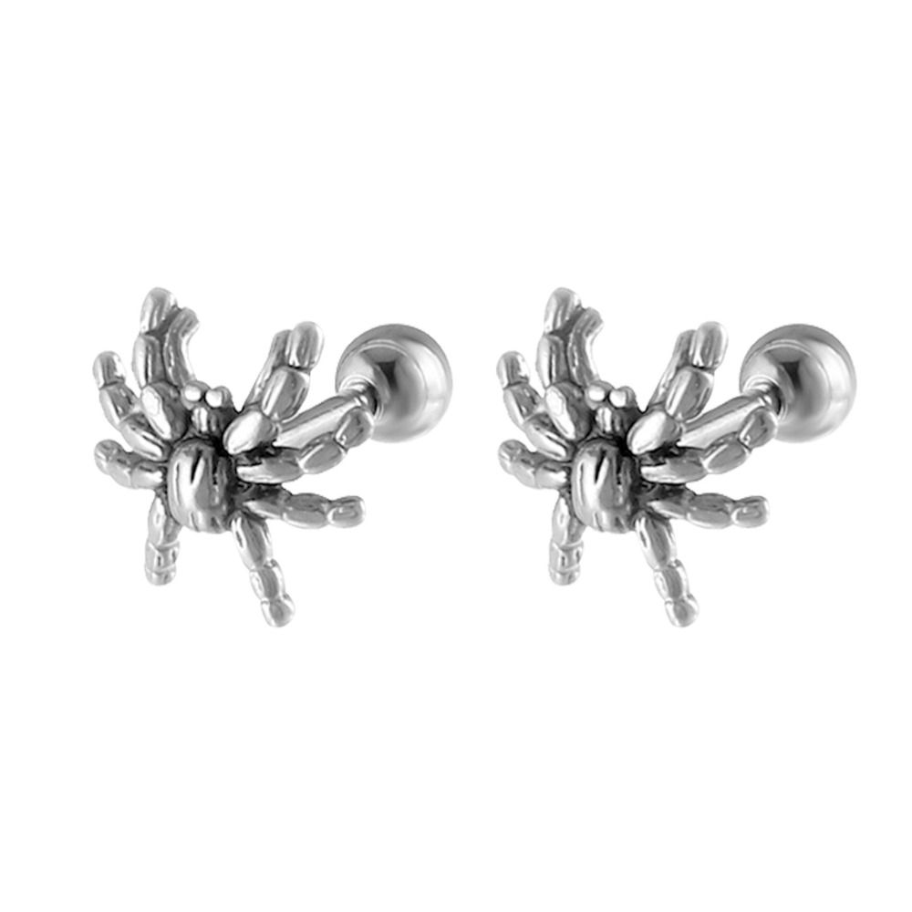 Stainless Steel Punk Rock Earrings Spider Shape Gothic Style Spider Stud Earrings Stud Design Punk Rock Design Hip Hop Jewelry