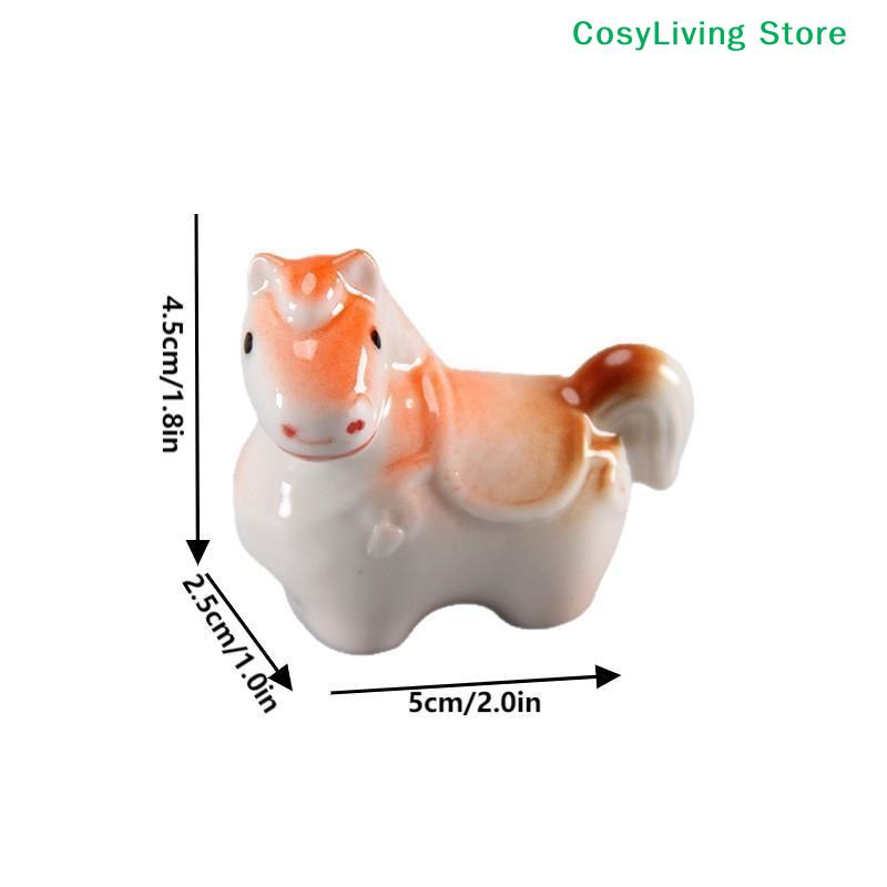 Cartoon Ceramic Zodiac Horse Chopsticks Pillow Chinese Chopstick Rest Chopsticks Holder Spoon Holder Home Decoration
