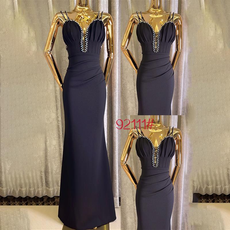 Advanced banquet temperament light luxury niche host royal sister temperament sexy waist hip fish tail evening dress