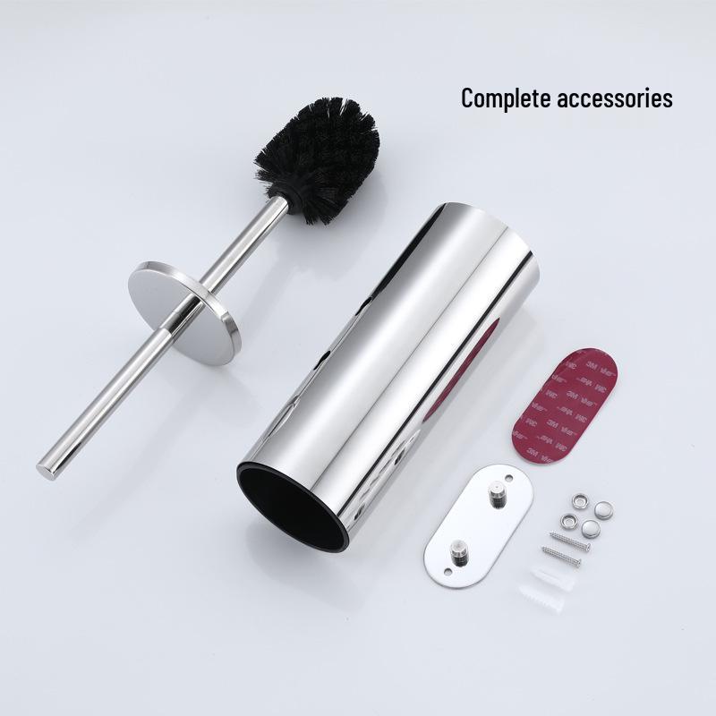 Stainless Steel Wall-Mounted Toilet Brush Set, Punch-Free & Odor-Proof.