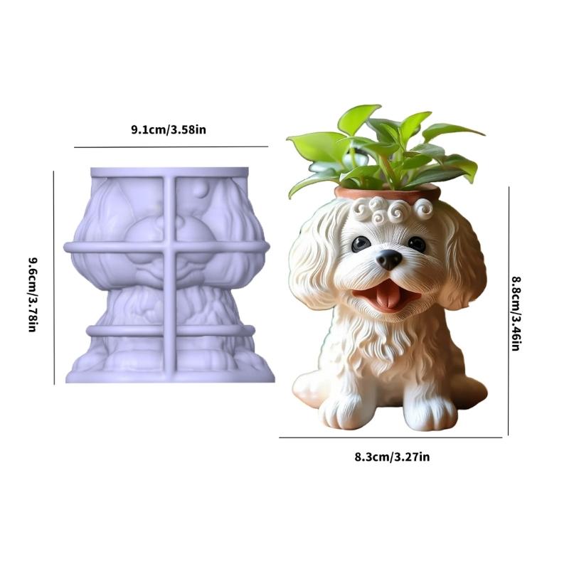 Silicone Flower Pot Mold With Adorable Dog Design Multi Purpose Crafting Tool For Cement Plaster Resin Projects