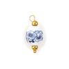 2 Pcs 304 Stainless Steel & Ceramic Charms Geometric Plum Flower Blue Printings For DIY Jewelry Necklace Earrings Keychains