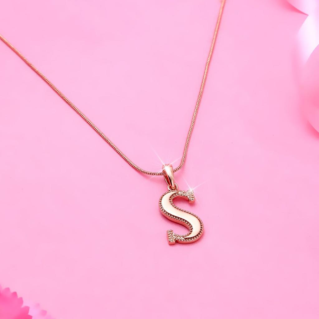 Nádherný přívěsek Estele ve tvaru písmene S z růžového zlata pro ženy
