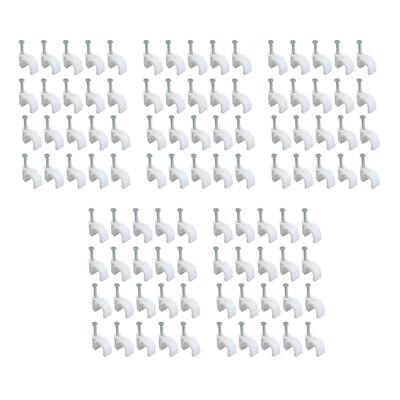 100 Stück 5 mm Stahlnagel-Leitungsclips, runde Kabelbefestigungsclips für die wandmontierte Kabelverwaltung