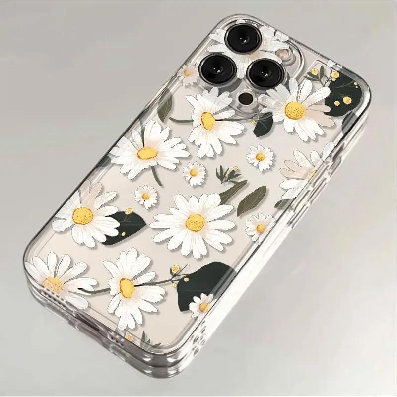 

Trendy Flower Leaves Transparent Case for Samsung Galaxy A57 5G S26 Edge S25 FE S26 Ultra Plus A56 A55 A36 A26 A16 A07 TPU Cover Samsung S26 Plus
