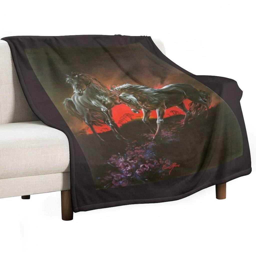 Dark Horses Throw Blanket For Sofa Thin Bed Plaid Soft Big Loose Blankets