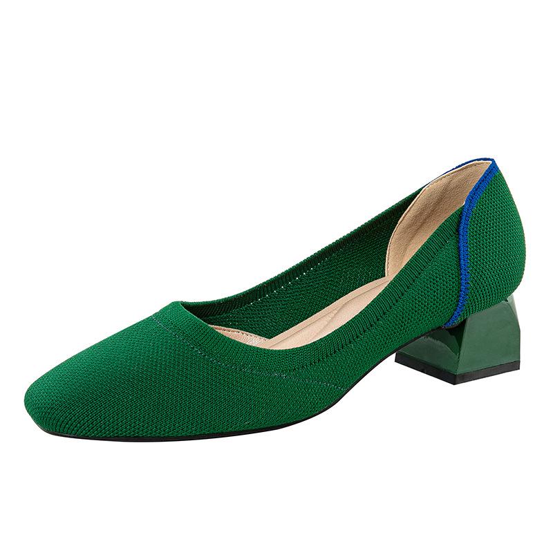 

1509 Classic Low-Cut Chunky Heel Square Toe Women s Versatile Casual Shoes 40