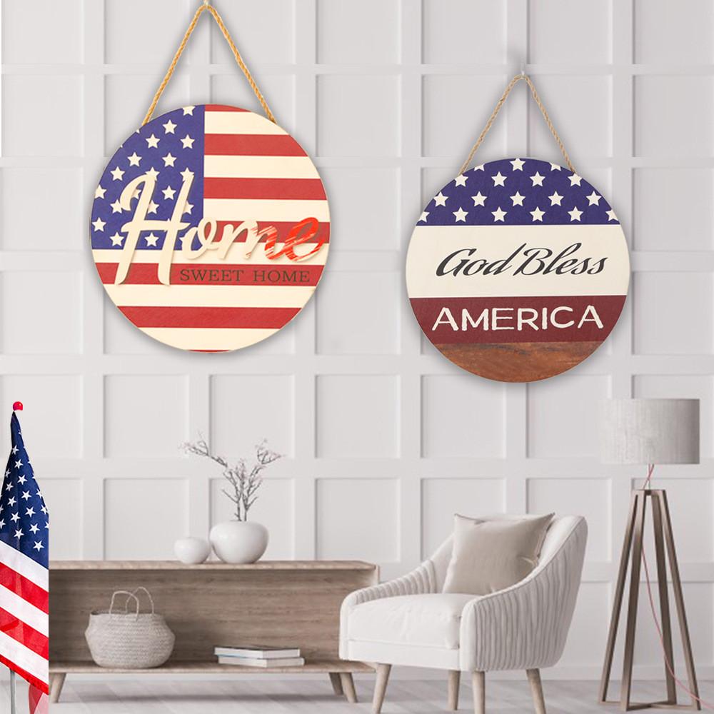 Unique Independence Day Wooden Signage For Festive Home Decor With American Flag Motif