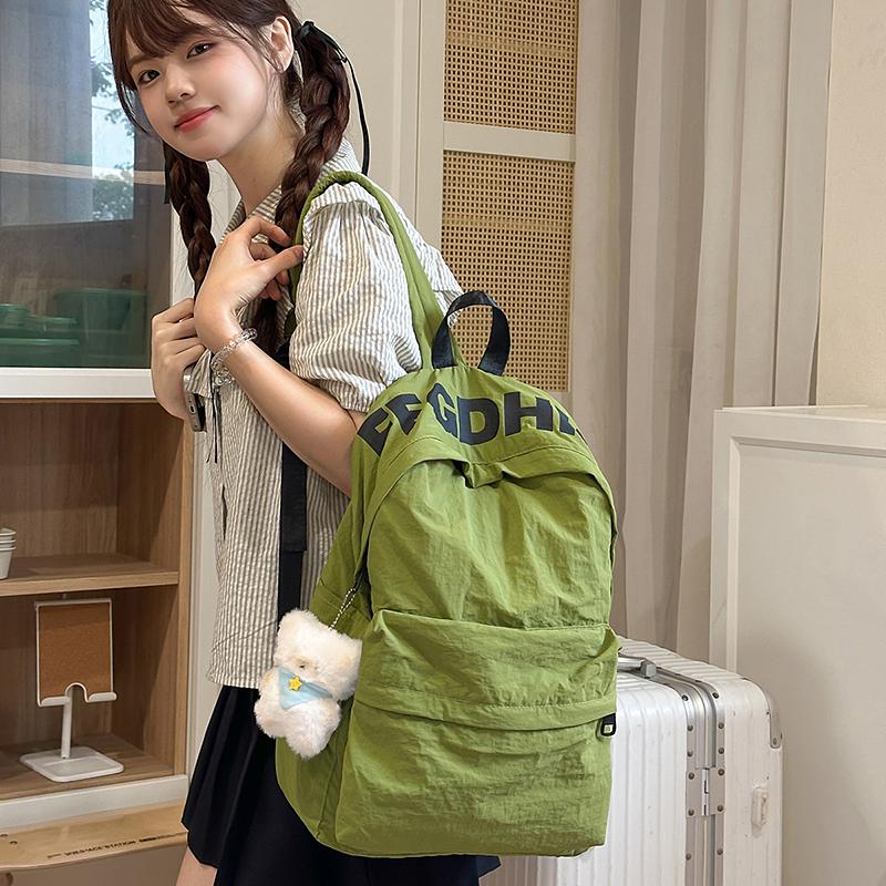 Women's Letter Backpack Junior High School Students Lightweight Schoolbag Large Capacity Backpack