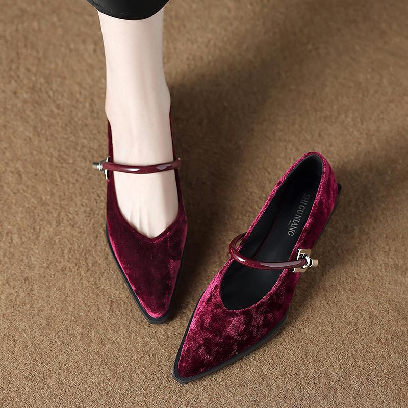 73598-10 Neue Schuhe im chinesischen Stil mit kleinem Absatz für Damen, Temperamentvoll, Senior, Mary Jane Schuhe für Frühling und Herbst 2025