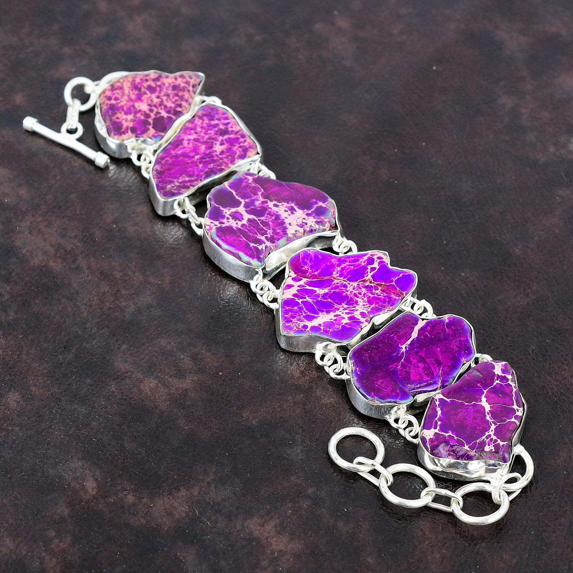 

Браслет из яшмы с фиолетовым морским осадком, ювелирные изделия из настоящего драгоценного камня, браслет из стерлингового серебра 925 пробы, регулируемый браслет-цепочка, браслет ручной работы для подарка Adjustable