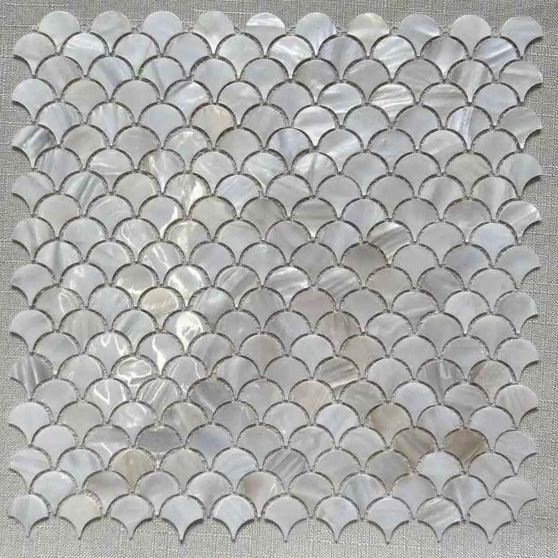 Shell Mosaic Tile Natural White Mother of Pearl Wall Backsplash Bathroom Tiles Fish Scale Sheet Kitchen 97