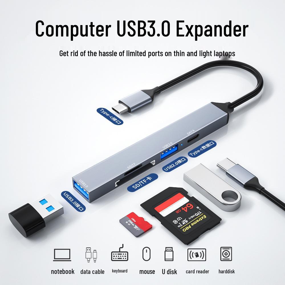 Type-C Multifunction USB 3.0 Hub with SD/TF Card Reader & 5-in-1 Docking Station